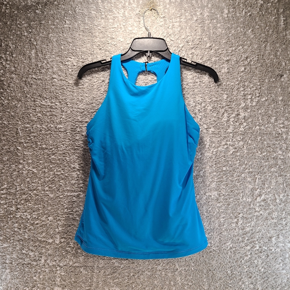 Athleta Women Tankini Swim Top 34B/C Wired, Padded‎ Nylon Blue